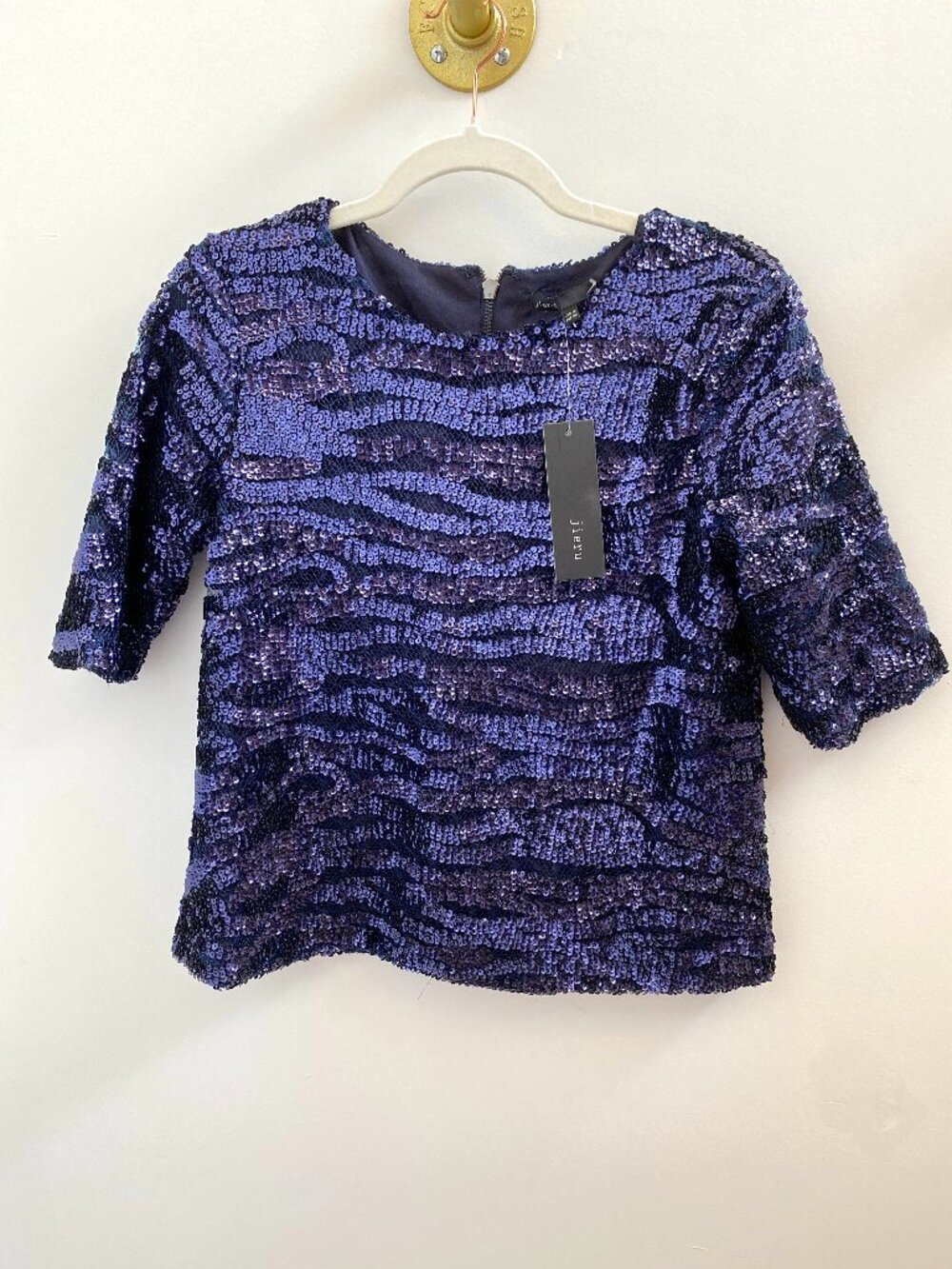 NWT Jieru Purple Sequin Top - Size Medium